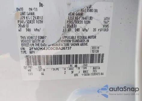 2012 Ford Edge Sel from USA, damaged, VIN 2FMDK4JC0CBA26737